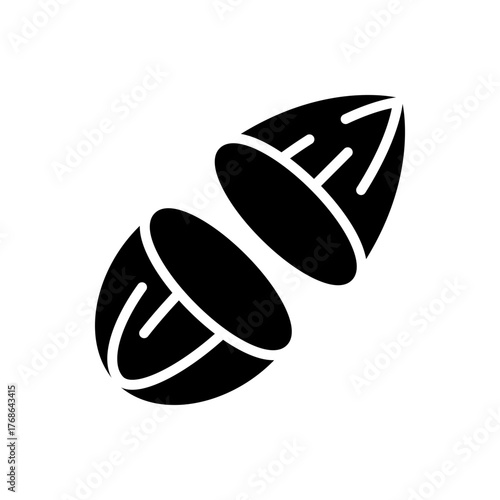 Sliced Almond Silhouette Icon Vector Illustration
