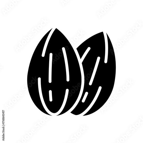 Pair of Almond Nuts Silhouette Icon Vector Illustration