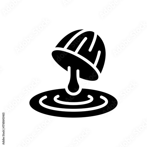 Almond Nut Dripping in Milk Silhouette Icon