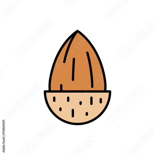 Half-Shelled Almond Icon Vector Illustration