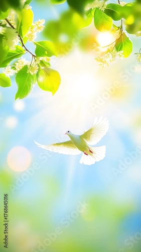 flying dove at sunset, AI generated  video