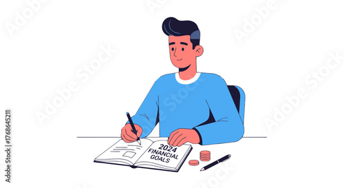 Planning For The Future: A Person Outlining 2024 Financial Goals With Intent