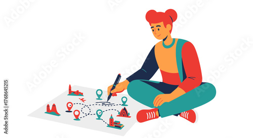 Planning The Perfect Travel Journey Is Illustrated By A Vibrant And Playful Design