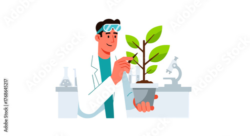 Scientist Observing Plants Growth in Laboratory for Scientific Research and Study