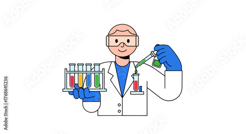 Scientist Performing Chemical Experimentation With Colorful Liquids In A Laboratory Setting