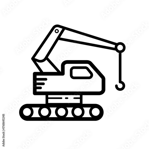 Crawler crane - line vector icon
