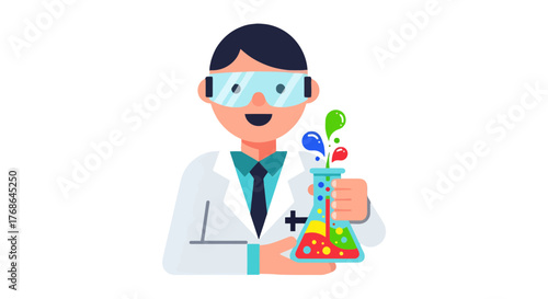 Scientist Performing Experiment With Colorful Liquids in a Laboratory Setting