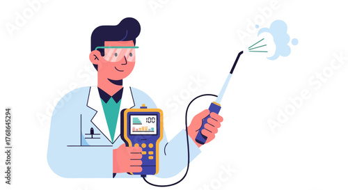 Scientist Performs Sanitization and Disinfection Procedures Against Viral Contamination