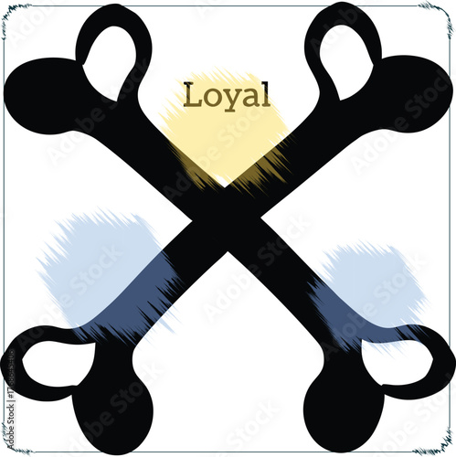 Symbolic representation of loyalty with crossed bones and a warm sentiment evoking feelings of devotion and faithfulness with a painted texture aesthetic