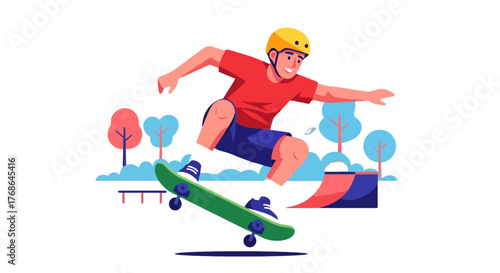 Skateboarder Performing A Thrilling Jump In The Air On A Black Background