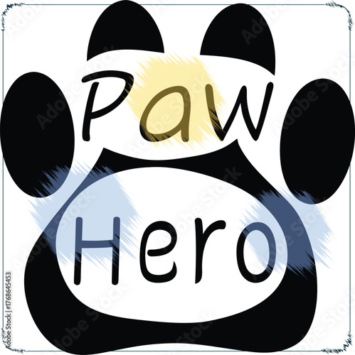 Paw Hero graphic illustration design showcasing animal support and advocacy highlighting animal welfare and positive role models in pet care through heartwarming imagery