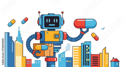 Robotic Healthcare System Delivering Medication Across Metropolitan Landscapes In The Futuristic Era