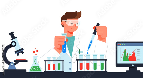 Scientist Conducting Scientific Research In Laboratory With Specialized Equipment