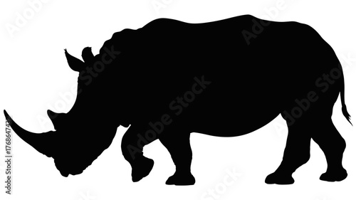 Silhouette of a rhinoceros vector illustration of a rhino isolated on white background