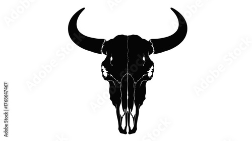 Black and white bull skull illustration a minimalist vector design isolated on a white background