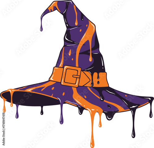 Spooky halloween witch hat with dripping accents