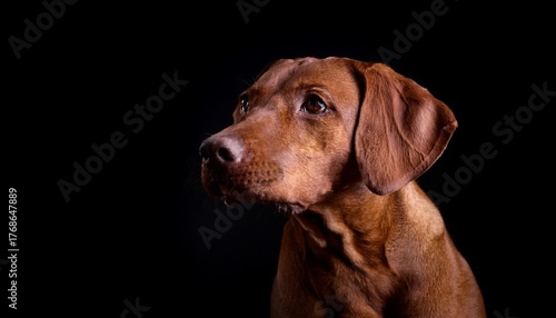 Wallpaper Mural The Brown Dog Raises Its Head Slightly In A Dramatic Pose The Black Background Creates Contrast Torontodigital.ca