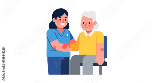 Supporting Hands: A Caregiver Assists an Elderly Person with Compassion and Empathy