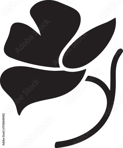 poppy flower silhouette style minimal vector art icon illustration on a white background.
