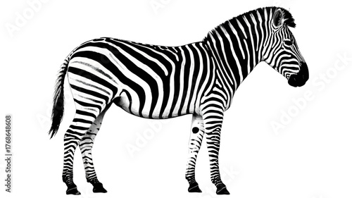 Striking zebra illustration detailed black and white vector art perfect for wildlife projects and educational materials