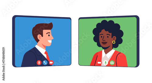 Virtual Meeting Between Two Colleagues Representing Modern Communication And Connectivity