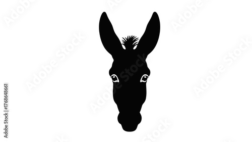 Donkey head silhouette simple black vector illustration isolated on white background