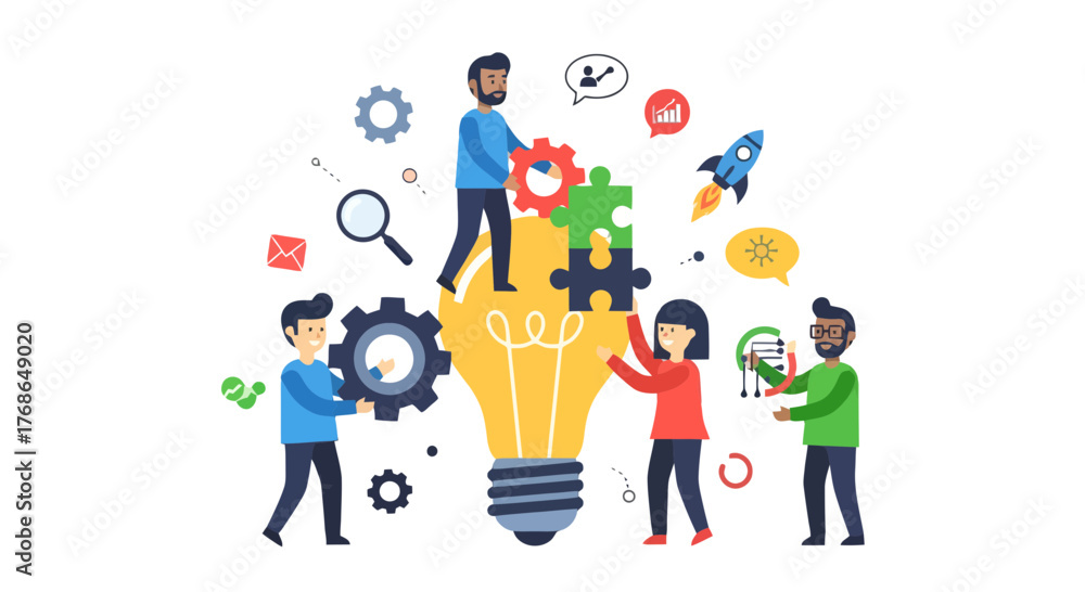 Fototapeta premium Teamwork And Innovation: Collaborative Concept Bringing Ideas to Life with Creativity