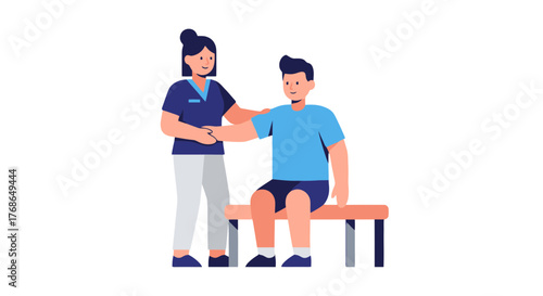 Therapist Assists Patient During Recovery Process Through a Gentle Physical Therapy Session