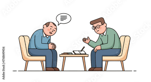 Therapist Conversing With Patient During a Counseling Session on Black Backdrop