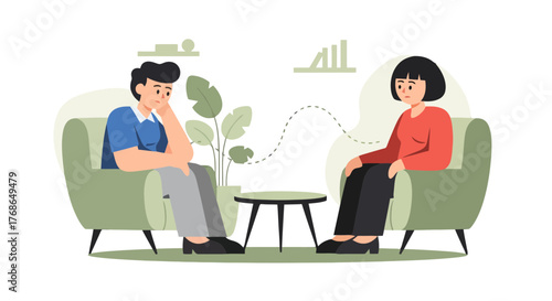 Therapy Session: A Patient And Therapist Communicating In Comfortable Armchairs