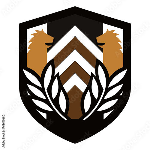 Vector logo art illustration with shield and wheat information