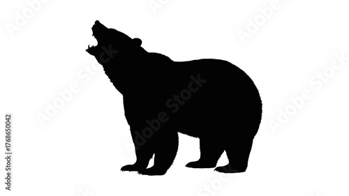 Silhouette of a roaring bear wildlife vector illustration isolated on white background