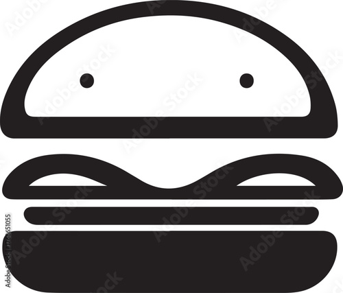 A silhouette style hamburger logo design icon vector illustration on a white background
