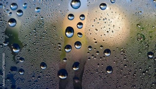 Crystal Raindrops On Glass