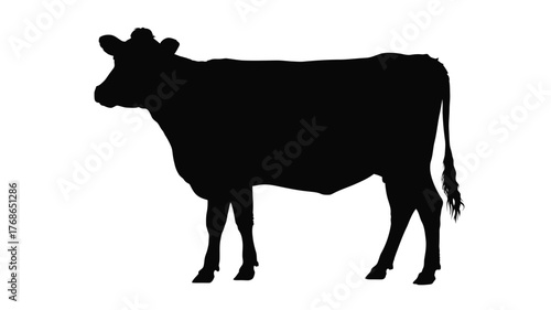 Black silhouette of a cow farm animal vector illustration isolated on white background