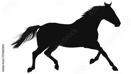 Silhouette of a running horse a powerful and elegant animal isolated on white background