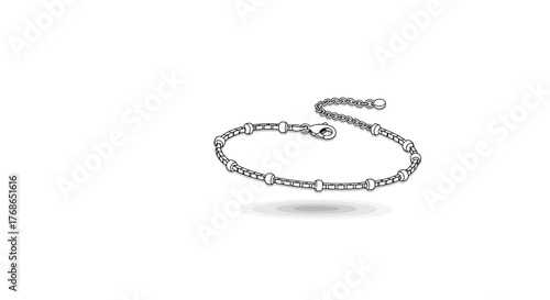 Silver chain bracelet with small circular links on a white background.