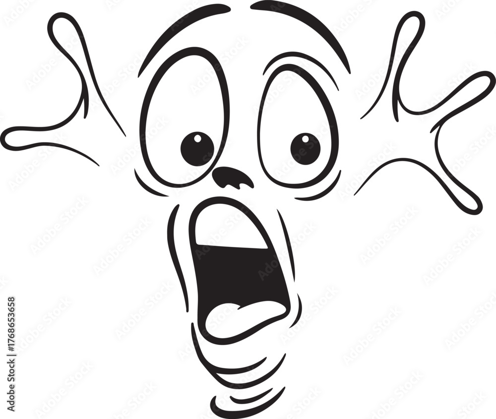 Obraz premium a cartoon face with open mouth and hands