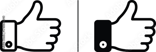 Thumbs Up Icon - Agreement and Approval: This image encapsulates a universal symbol of approval, showing two stylized thumbs up icons side-by-side, one in a clean, positive style and the other a bold.