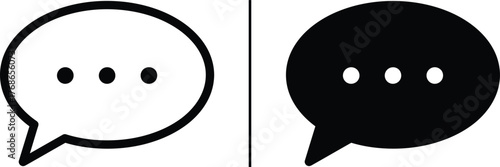 Chat Bubbles: Conversational visual in dual format, one filled with black and the other outline. Reflecting the dynamic aspects of communication. 