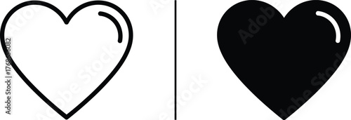 Love's Dualism: A stark visual representation of love, depicted in both its filled and outlined forms, offers a versatile symbol of emotion and connection.