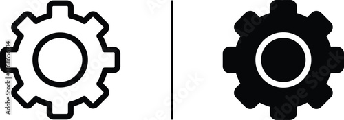 Gear Icons: A pair of gear icons, symbolizing mechanics and settings, are side-by-side, offering a visual representation of operational functionality and technical components. 