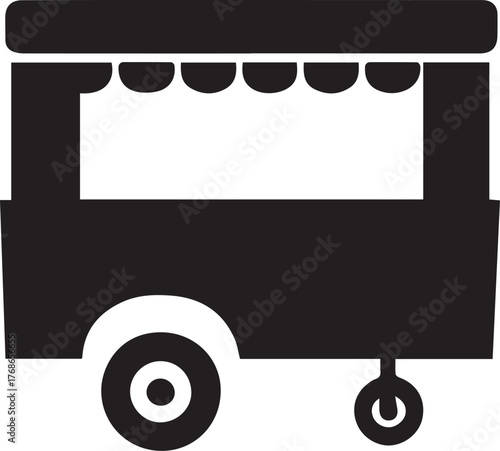 A silhouette style food cart logo design icon vector illustration on a white background
