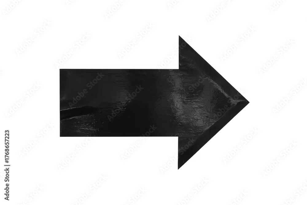 Fototapeta premium Black adhesive tape arrow pointing right on transparent background, showing direction and symbol