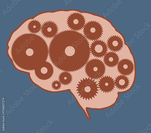 A human brain with turning gears is seen in an illustration.