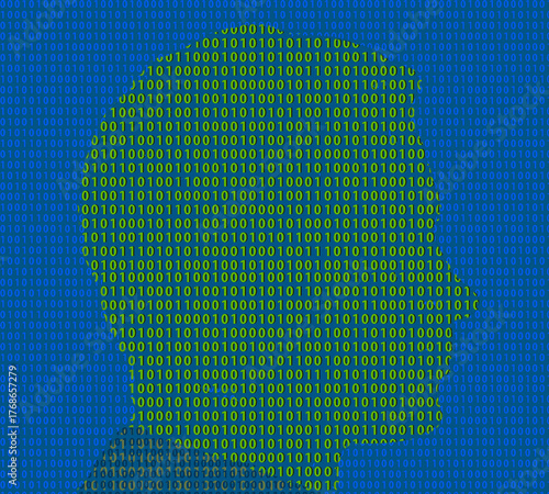 Binary man is pictured with a male silhouette made of ones and zeros from computer language.