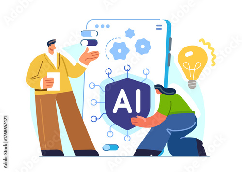 AI technology concept. Artificial intelligence assistant on smartphone screen. Modern application, digital software