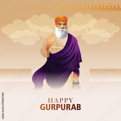 Sikh festival happy guru nanak jayanti background