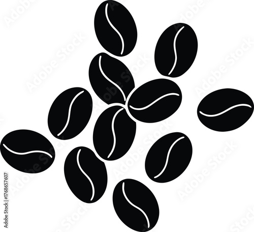 Scalable vector illustration of coffee beans cluster icon line art