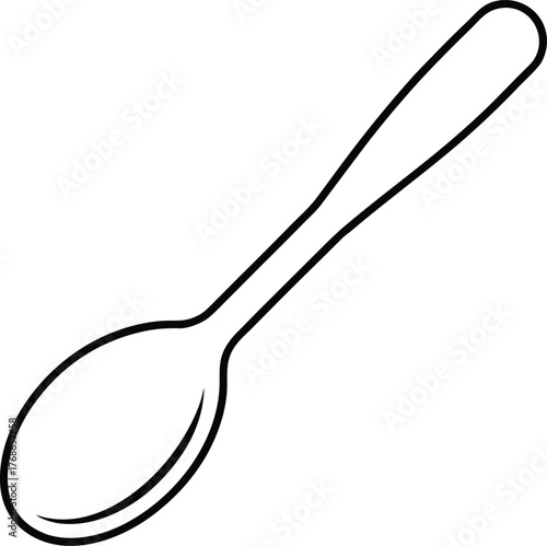 Brown wooden spoon scoop vector illustration scalable eps icon line art